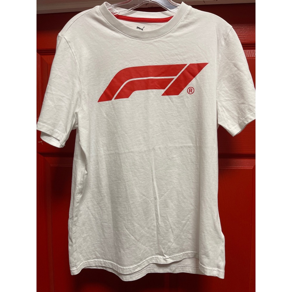 Puma Formula 1 F1 Logo Graphic T-Shirt White Red Mens Size M 535265-02